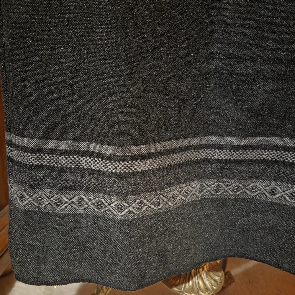 Eddie Bauer Vintage 90s Wool Blend Blanket Wrap Long Skirt Fair Isle Gray Sz 8 - Picture 3 of 8